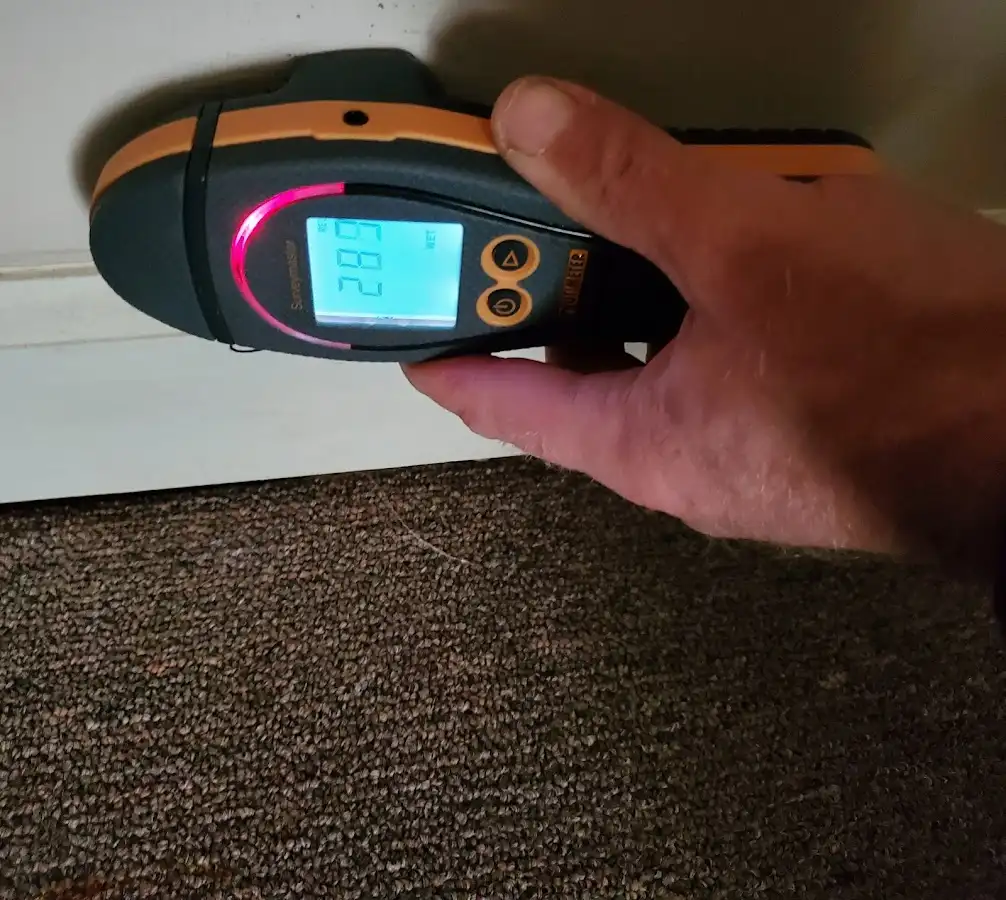 Moisture detection at baseboard during Sewage Cleanup & Sanitation in Goodyear